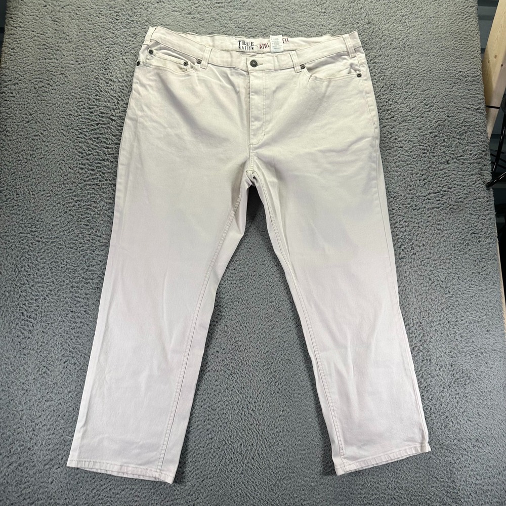 True Nation Jeans Men 46x30 White Cotton Denim Straight Leg Athletic-Fit Stretch